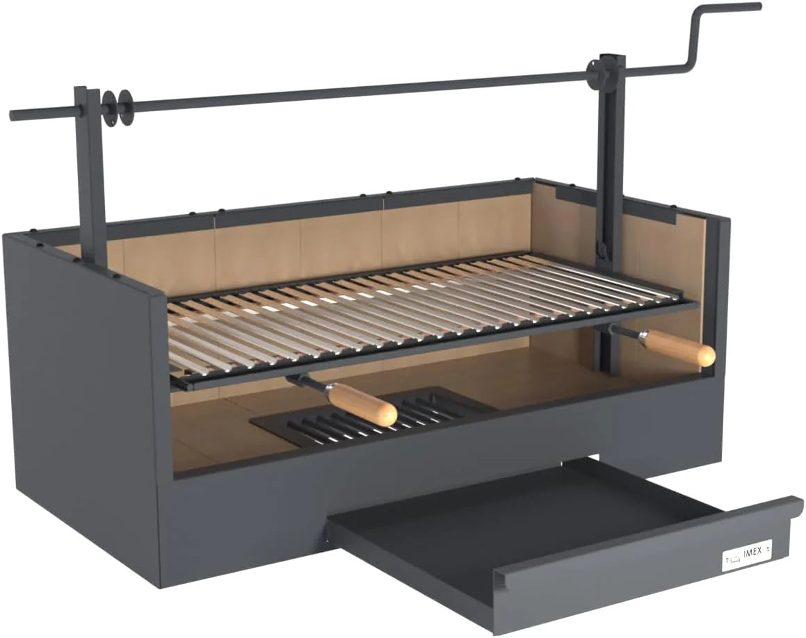 Imex El Zorro – Ruszt do grilla z cegłą szamotową | 90x48x65 cm | Solidna konstrukcja stalowa i wysokie zatrzymywanie ciepła | Idealny do grillowania na węglu drzewnym i drewnie na zewnątrz
