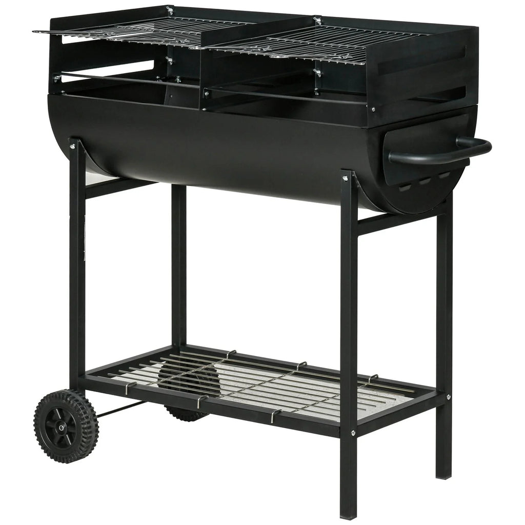 Metalowy grill węglowy 90x45x96 cm - Outsunny. Czarny