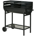 Metalowy grill węglowy 90x45x96 cm - Outsunny. Czarny