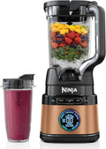 Ninja 2-in-1 Detect Power Blender Pro & Single Serve, 1200 W, dzbanek 2 l (maks. 900 ml), 1 kubek 680 ml, smoothie, rozdrabnianie warzyw i miksowanie mrożonych napojów, Czarno-miedziany, TB301EUCP
