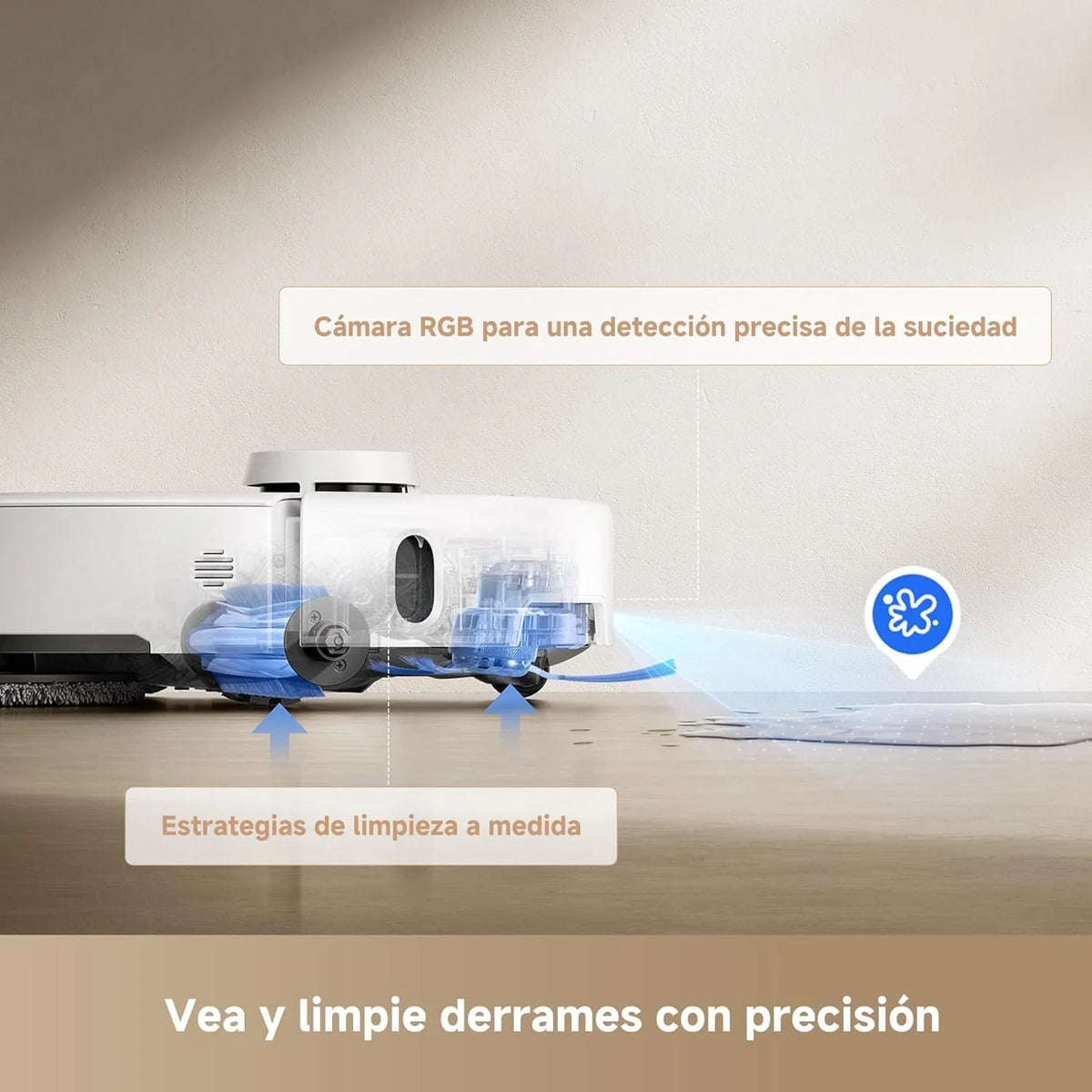 Mova P50Pro Ultra Robot do mycia podłóg i odkurzania, 19 000 Pa, Automatyczne opróżnianie i samooczyszczanie gorącą wodą 75℃, Rozszerzalna mop, Nawigacja LDS+AI RGB, Unika przeszkód, Idealny do sierści zwierząt domowych i dywanów
