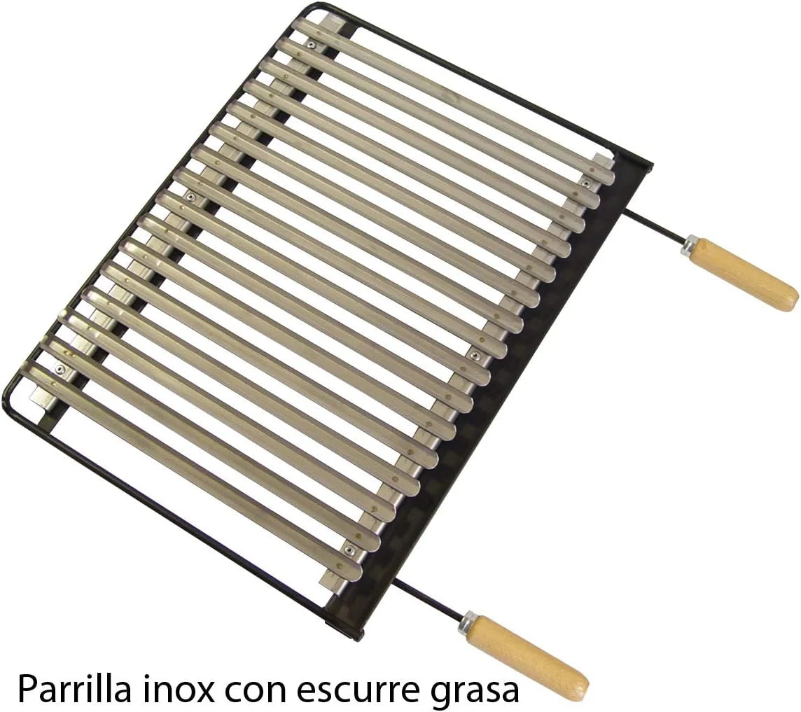 Imex El Zorro – Grill z Kominkiem i Metalowymi Półkami | 61x40x217 cm | Wzmocniona Stal z Rusztem Ze Stali Nierdzewnej i Kominem Odprowadzającym Dym | Idealny do Ogrodów, na Patia i Tarasy