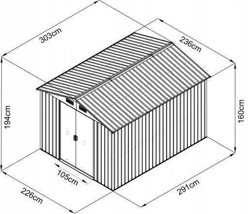 GARDEN SHED 303x236x194cm SD-X0606T-H158C