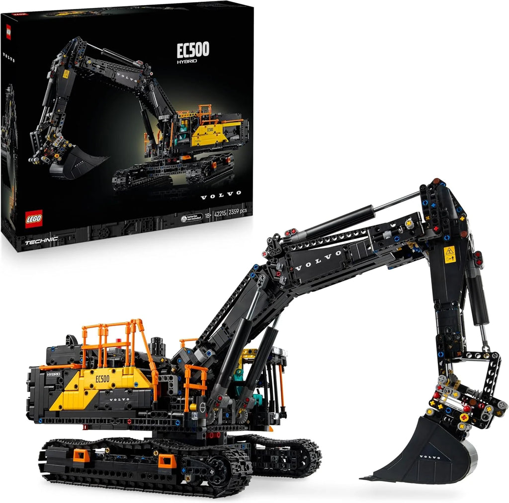 Technic Koparka Volvo EC500 Hybrid – Zmotoryzowany Model Pojazdu Budowlanego dla Dorosłych z Ruchomym Ramieniem, Gąsienicami, Młotem i Łyżką – Pomysł na Prezent dla Mężczyzn 42215