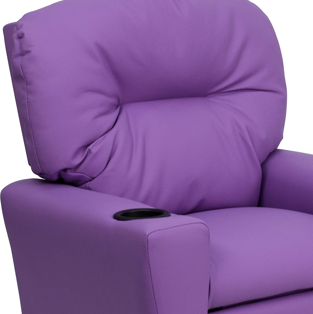 Flash Furniture Contemporary Kids Recliner with Cup Holder, Wood, Beige Vinyl, 26" x 21" x 21"