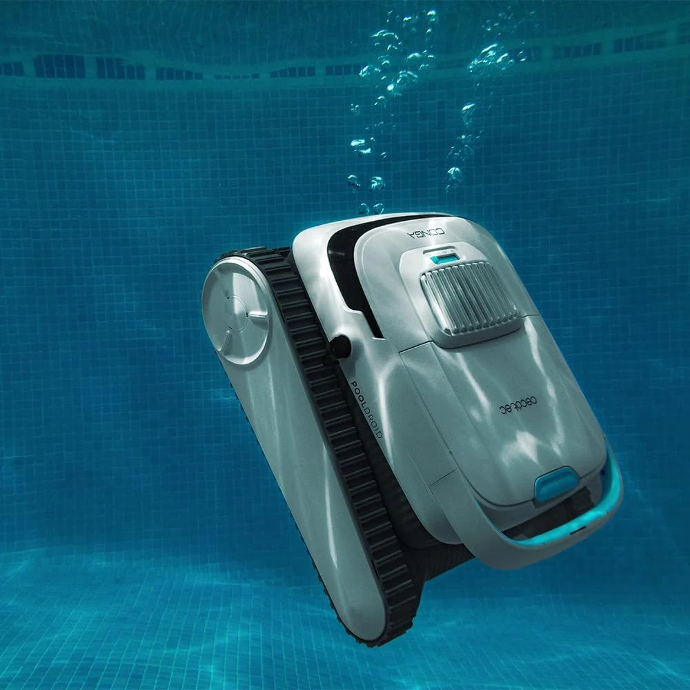 Robot sprzątający do basenu Cecotec Conga Pooldroid 5000 TotalClean Pearl, czyści dno, ściany i linię wodną. Powierzchnia do 100m2, maksymalne nachylenie 90º, systematyczne czyszczenie, czas pracy 100min, pojemność 4L