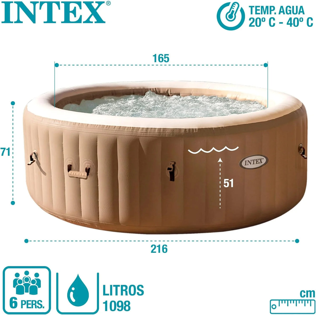 Intex 28428EX Nadmuchiwane SPA, beżowy, 6 osób