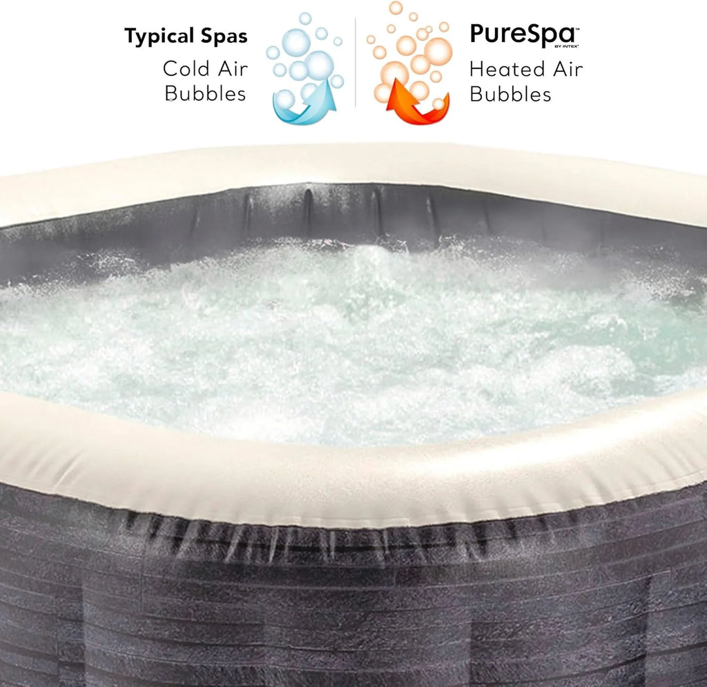 Nadmuchiwane kwadratowe spa Intex Greystone Deluxe dla 4 osób, 175x175x71 cm, grzałka 2200 W, bąbelki ciepłego powietrza, generator chloru, filtr S2 (1741 l/h), akcesoria w zestawie (55093)