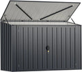 GOPLUS 1,9 m³ Metalowy Domek Ogrodowy z Blachy Ocynkowanej, 193 x 86 x 127 cm, Zewnętrzna Szopa z Podwójnymi Drzwiami z Zamkami, Podnośnik Hydrauliczny, Schowek na Narzędzia, Rowery, Kosze na Śmieci