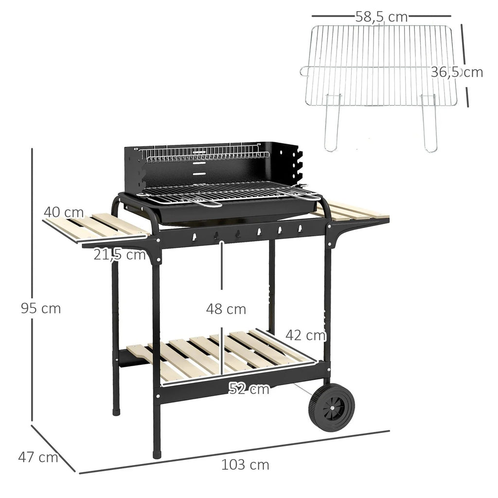Grill węglowy Outsunny Metal Pine, 103x47x95 cm, czarny