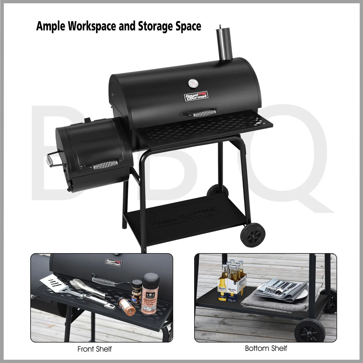 2026 Royal Gourmet CC1830F 30" grill węglowy z boczną wędzarnią