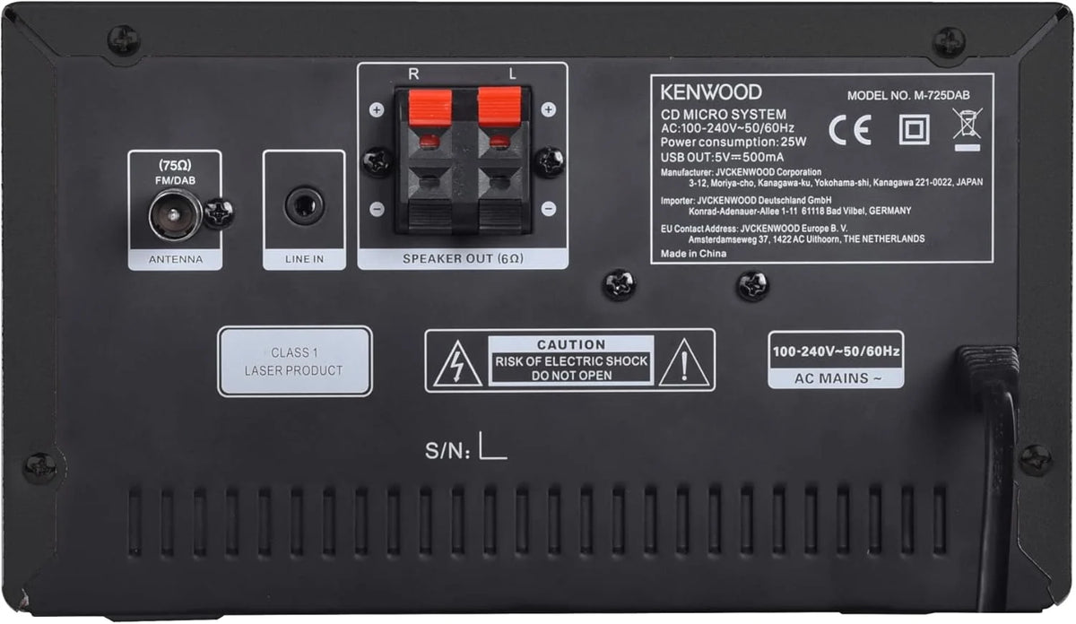 Mikrowieża Hifi Kenwood M-725DAB-B z CD, USB, Dab+ i Bluetooth Audio-Streaming. Kolor: Czarny – Mini zestaw stereo do domu