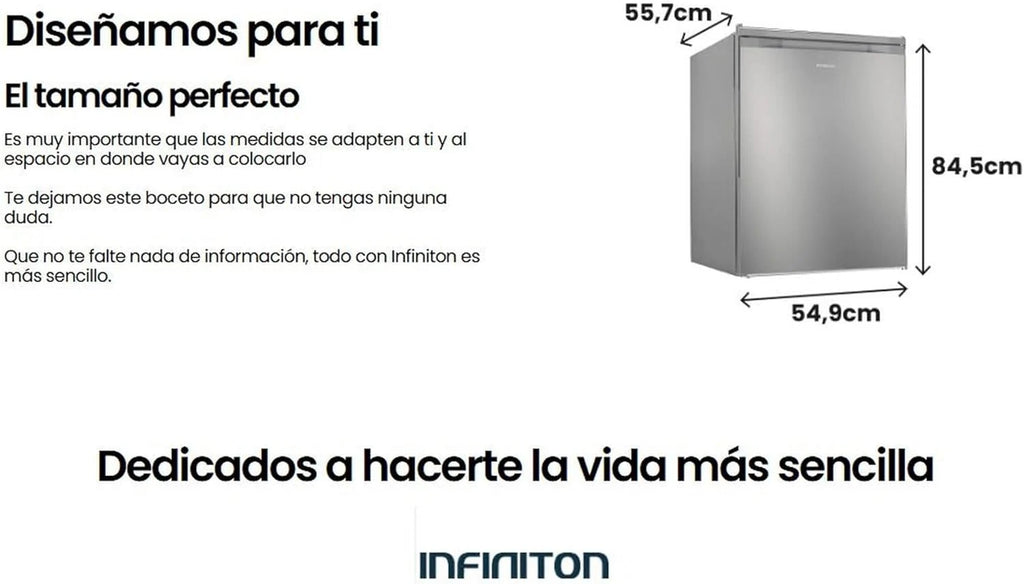 INFINITON CV-A85I - Zamrażarka pionowa, 80 litrów, 85 cm, 3 szuflady, kontrola temperatury, odwracalne drzwi, regulacja wysokości, E, Inox
