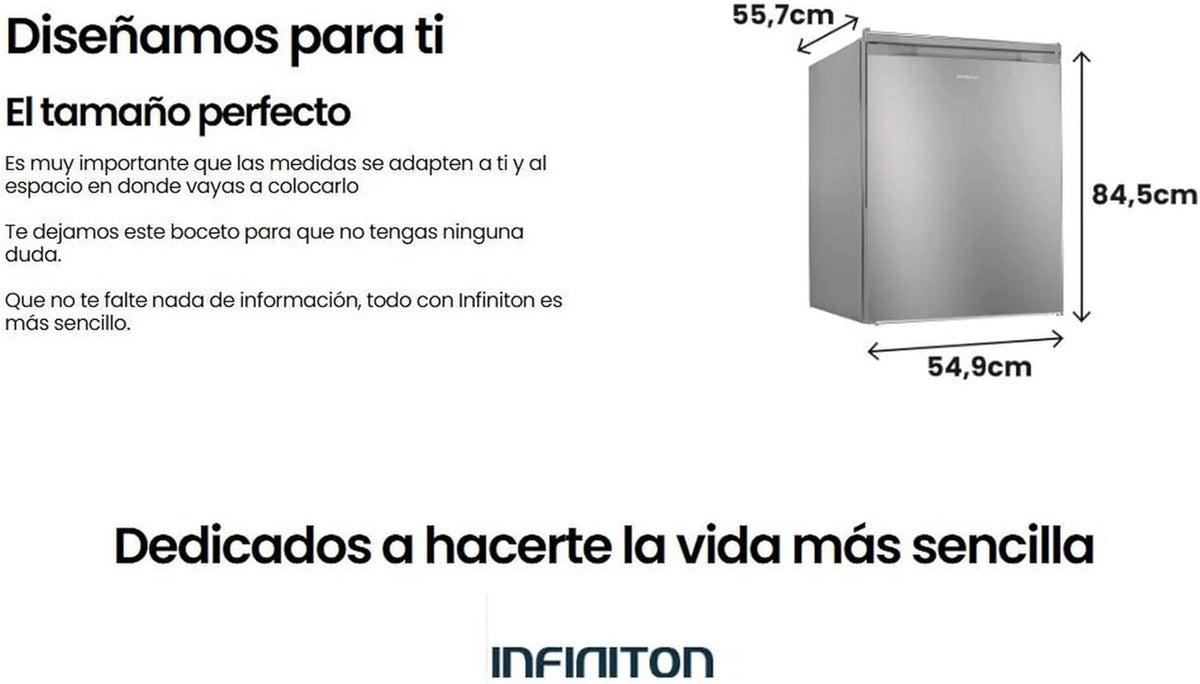 INFINITON CV-A85I - Zamrażarka pionowa, 80 litrów, 85 cm, 3 szuflady, kontrola temperatury, odwracalne drzwi, regulacja wysokości, E, Inox