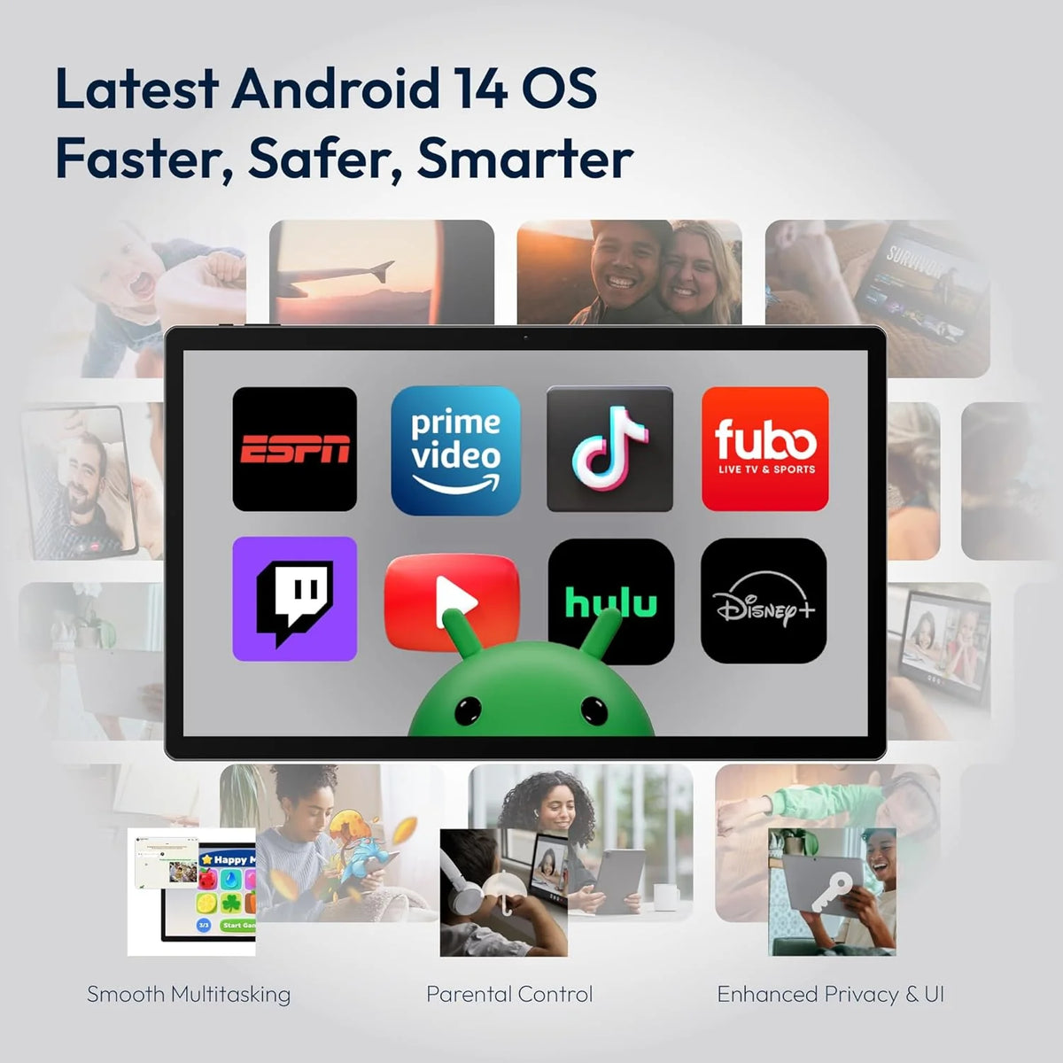 Tablet MESWAO 15,6 cala, najnowszy model 2025 Mes-B3, duży tablet z ekranem IPS, ośmiordzeniowy procesor Helio G99, 6 GB RAM + 128 GB ROM (1 TB TF), 12000 mAh, BT5.0, Wi-Fi 2.4G/5G, Android 14, aparat 32 MP