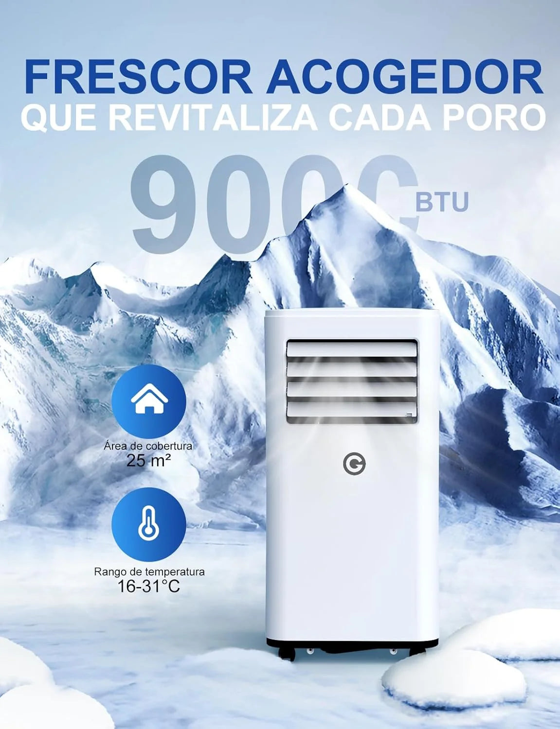 Przenośny klimatyzator 9000 BTU, 4 w 1