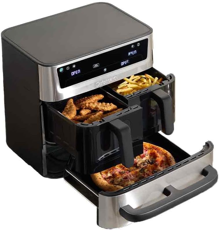 Frytkownica beztłuszczowa i piekarnik Cuisinart Tri Zone 13,6 l, bez PFAS | 3 strefy | 2 kosze 4,3 l + piekarnik 5 l | 9 funkcji: smażenie, pieczenie, grillowanie, opiekanie, podgrzewanie, suszenie, pizza, tostowanie, tryb ręczny