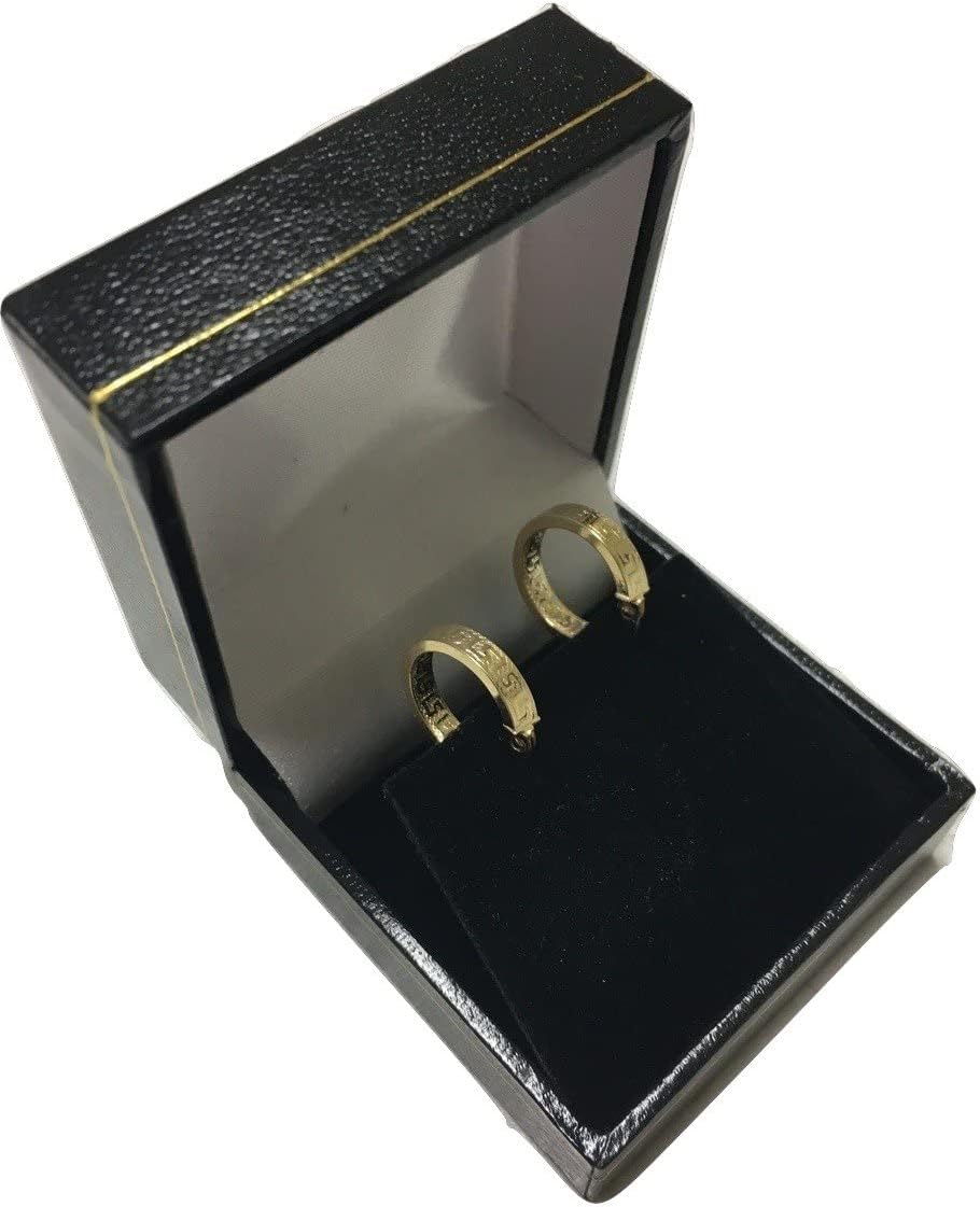 Kolczyki małe koła greckie z diamentowaniem 18-karatowe żółte złoto / 750 (2 x 14 mm Ø) - PRI37A