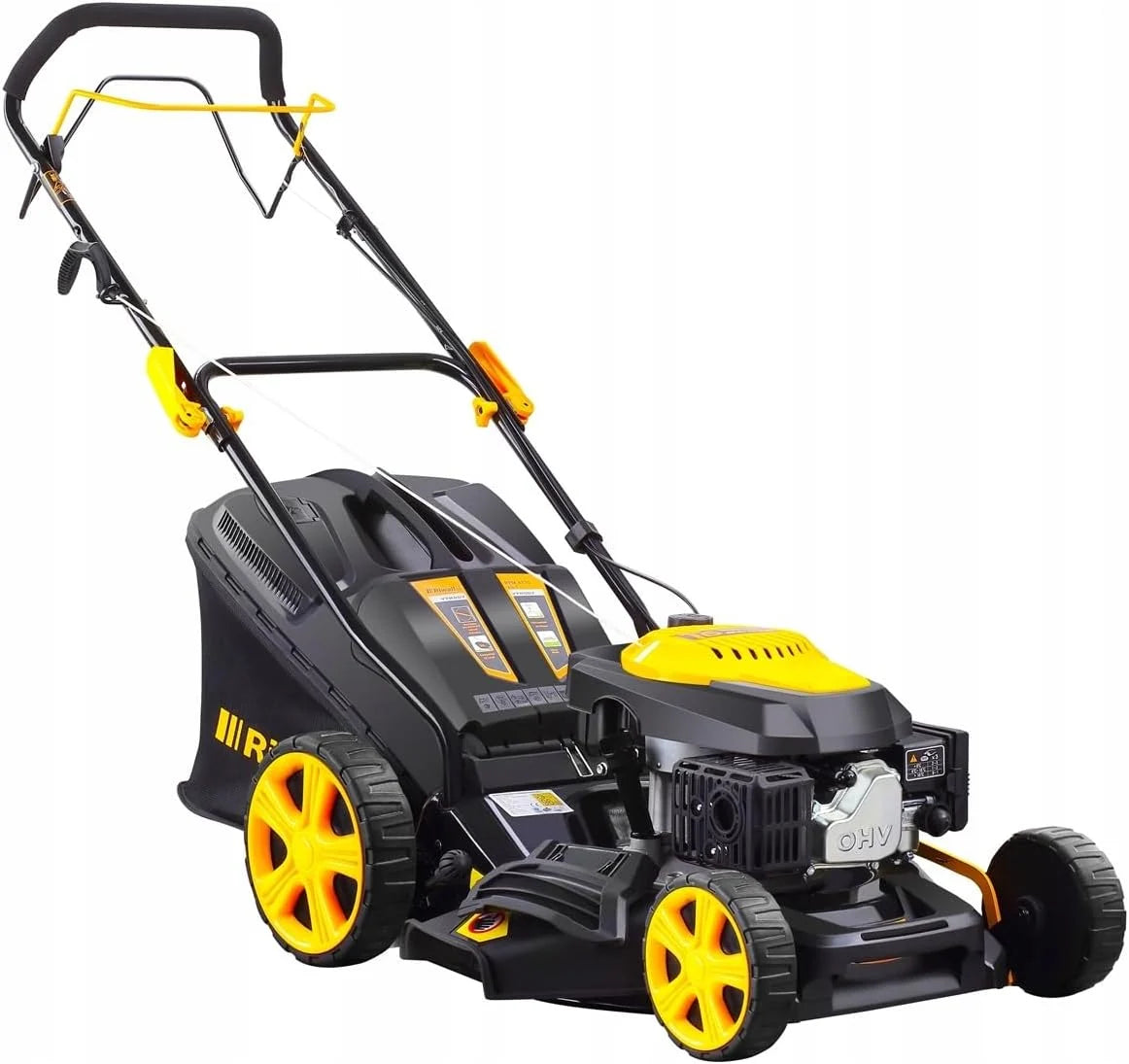 RPM 4735 Kosiarka spalinowa, 47 cm, stal czarna, 9 w 1, tryb wielofunkcyjny, 31 kg, 7-stopniowa regulacja, samobieżna, silnik OHV 146 cm³