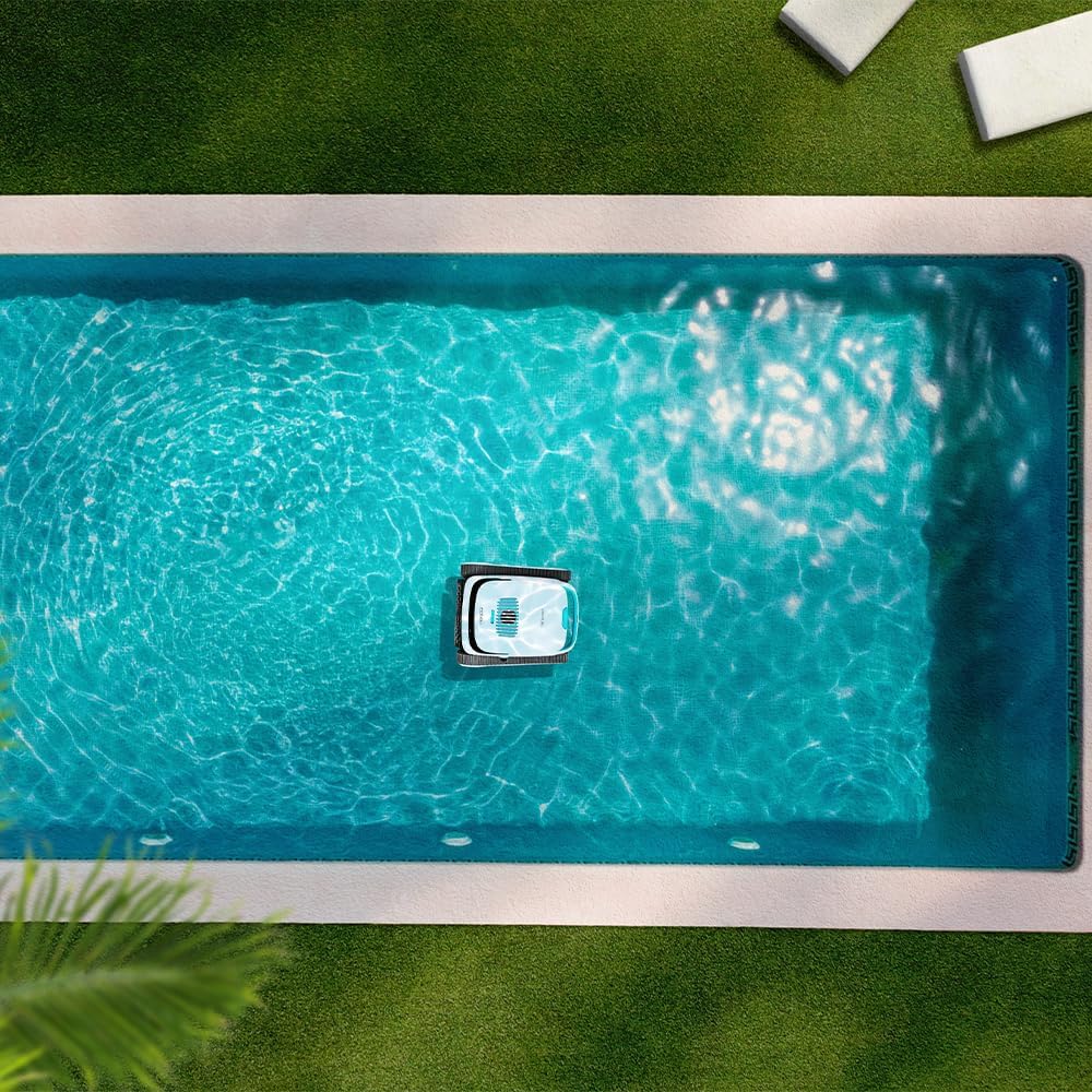 Robot sprzątający do basenu Cecotec Conga Pooldroid 5000 TotalClean Pearl, czyści dno, ściany i linię wodną. Powierzchnia do 100m2, maksymalne nachylenie 90º, systematyczne czyszczenie, czas pracy 100min, pojemność 4L
