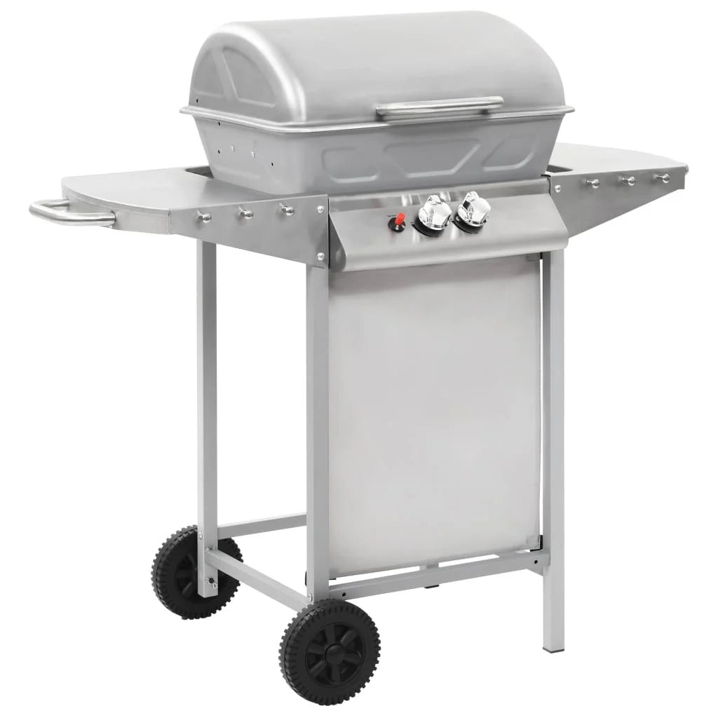 Grill Gazowy Przenośny 2 Strefy Srebrny Stal Nierdzewna Vidaxl