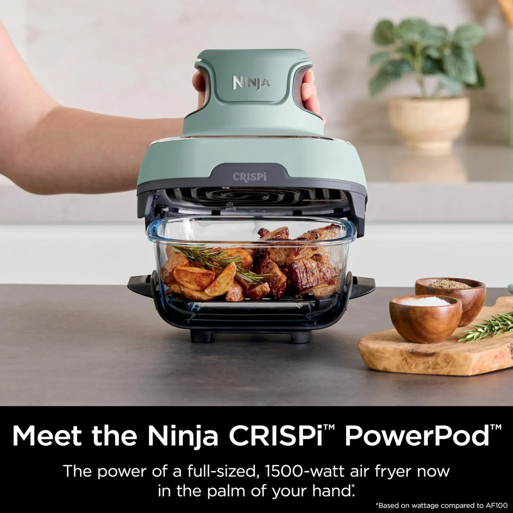2026 Ninja Crispi Frytownica na gorące powietrze, kompatybilna z mikrofalówką, zamrażarką i zmywarką, przenośny system gotowania z nietoksycznego szkła, szklany pojemnik 1,5 l z 6 kubkami i pokrywkami
