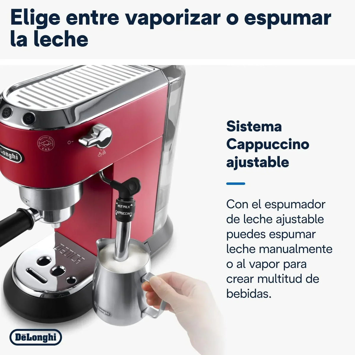 De'Longhi Dedica – Ekspres Kolbowy do Kawy Mielonej lub w Saszetkach, Espresso i Cappuccino, Zbiornik 1.3 Litra, System Anti-Drip, Model EC685.M, Kolor Metaliczny
