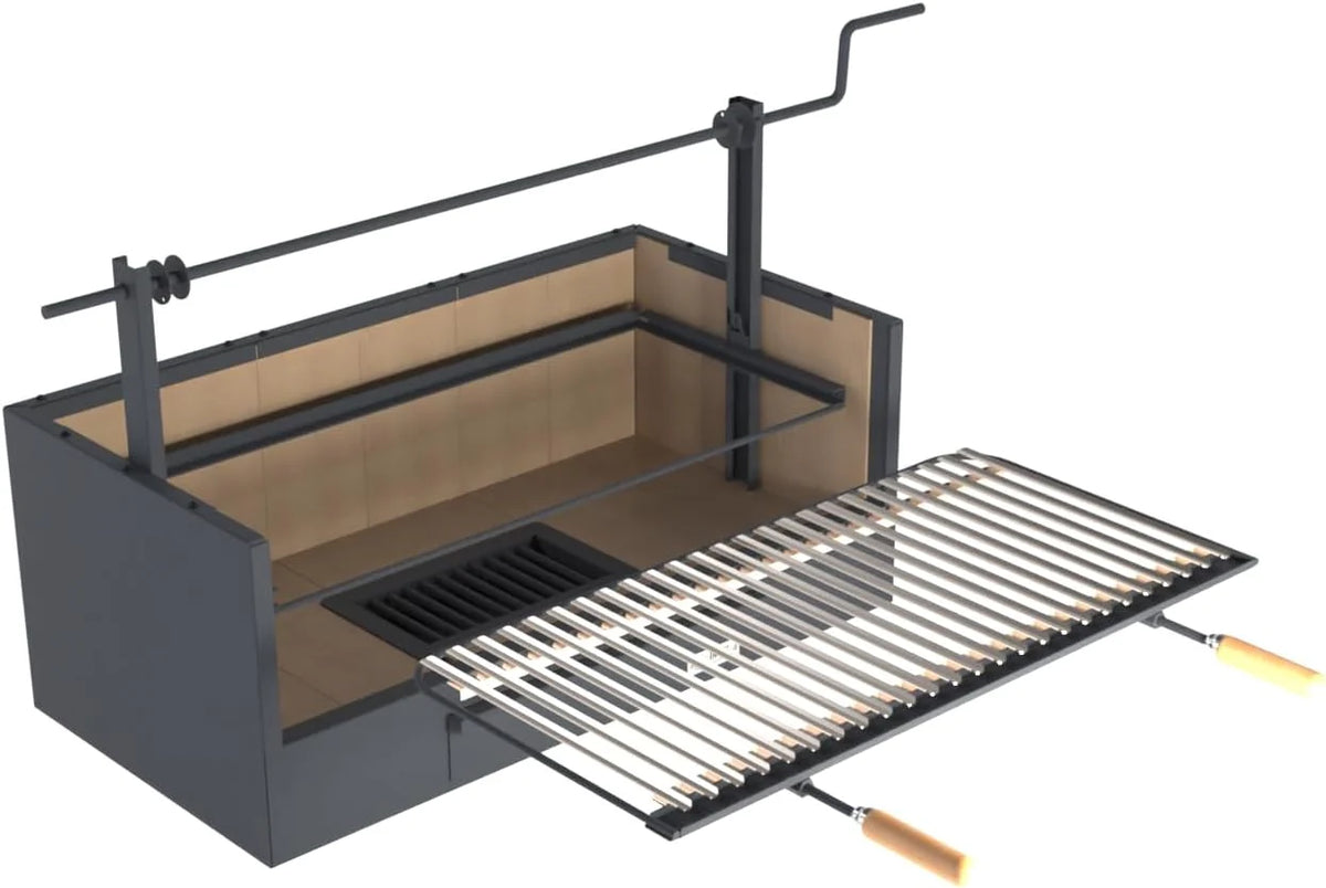 Imex El Zorro – Ruszt do grilla z cegłą szamotową | 90x48x65 cm | Solidna konstrukcja stalowa i wysokie zatrzymywanie ciepła | Idealny do grillowania na węglu drzewnym i drewnie na zewnątrz