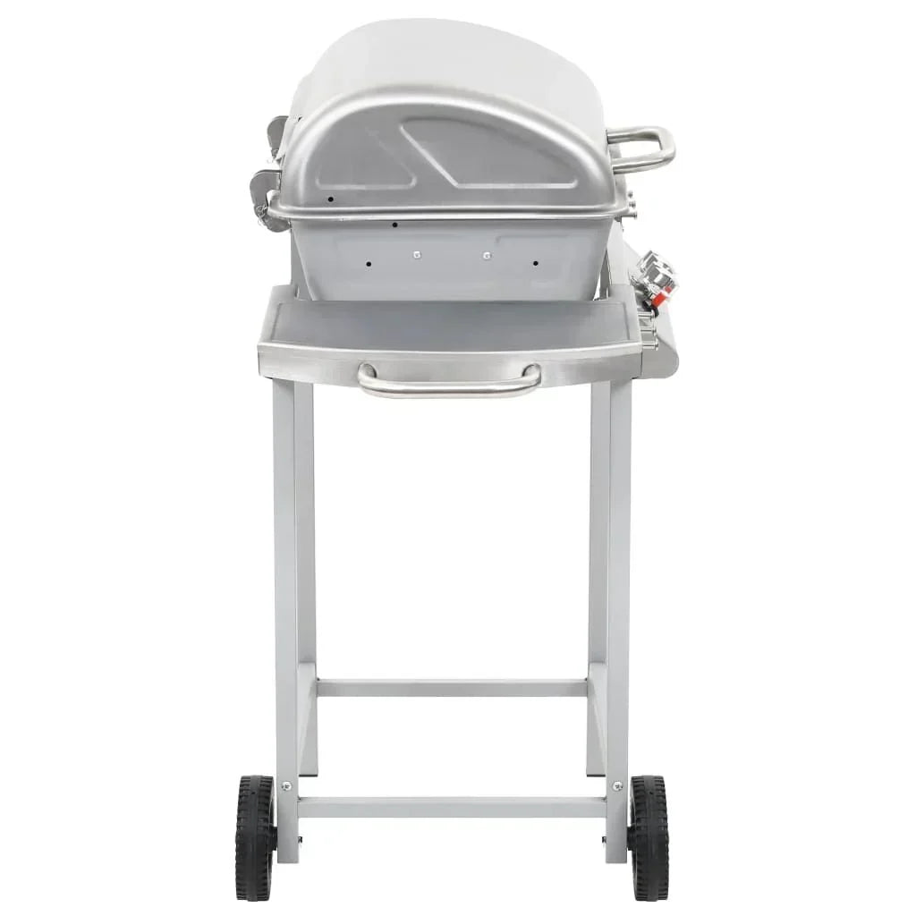 Przenośny grill gazowy z 2 strefami, srebrny, stal nierdzewna Vidaxl