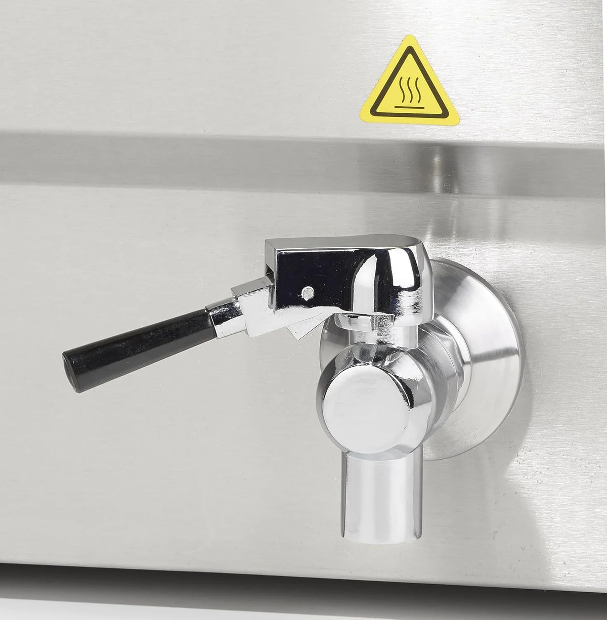 METRO Professional Frytkownica podwójna GDF5028, stal nierdzewna SS304, 2x 8 L, z kranem, regulatorem temperatury, strefą zimną, srebrna