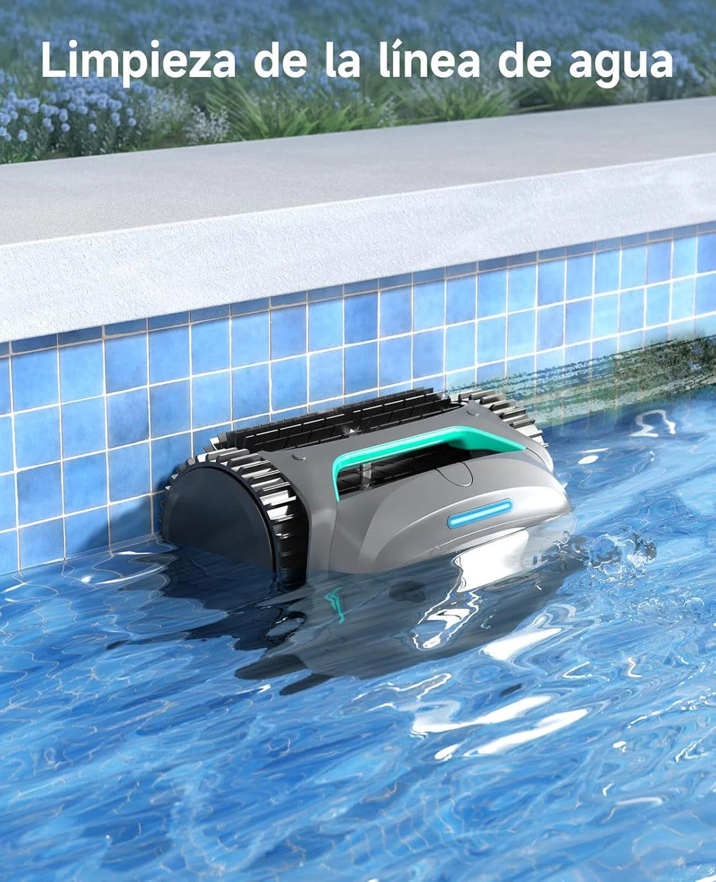 WYBOT C2 Odkurzacz Basenowy, Bezprzewodowy Robot Basenowy 150m², Podwójna Filtracja, 3 Silniki, Silne Ssanie, Czyszczenie Ścian i Linii Wody, 180 Min, Aplikacja (Szaro-Zielony)