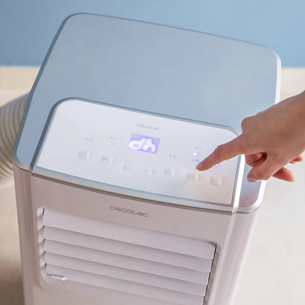 Przenóśny klimatyzator Cecotec z pilotem ForceClima 7100. 7000 BTU, niskie zużycie energii, wyświetlacz LED, 4 tryby, 2 prędkości, zasięg 15-20m2