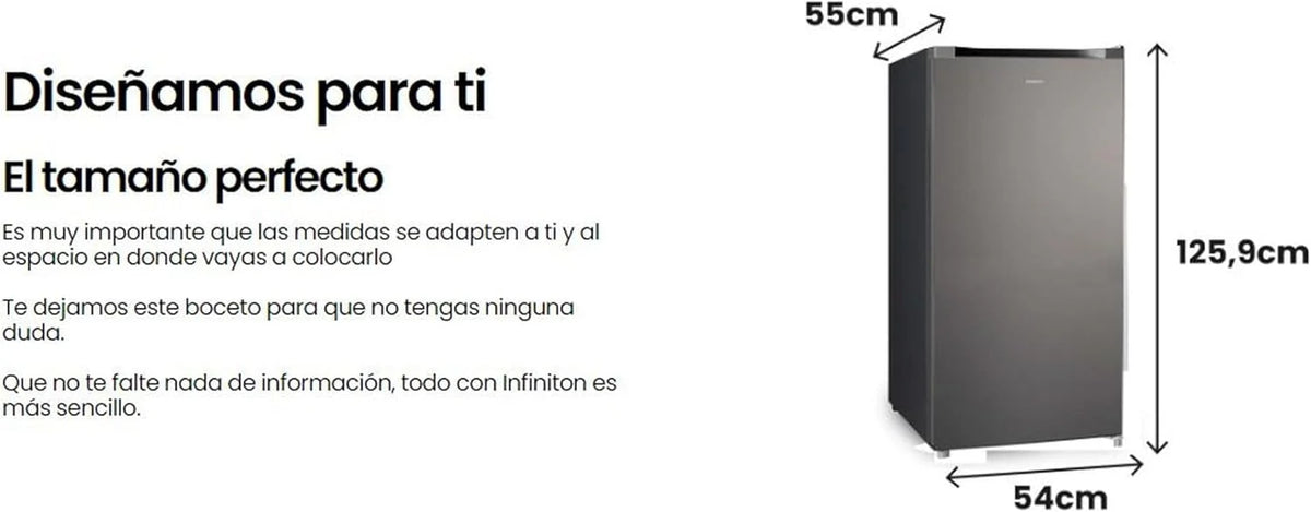 INFINITON Zamrażarka pionowa CV-140L25XEQ, 145 litrów, klasa E, funkcja szybkiego zamrażania, zamrażarka 4****, szuflada z klapką, zintegrowany uchwyt, drzwi odwracalne, Inox