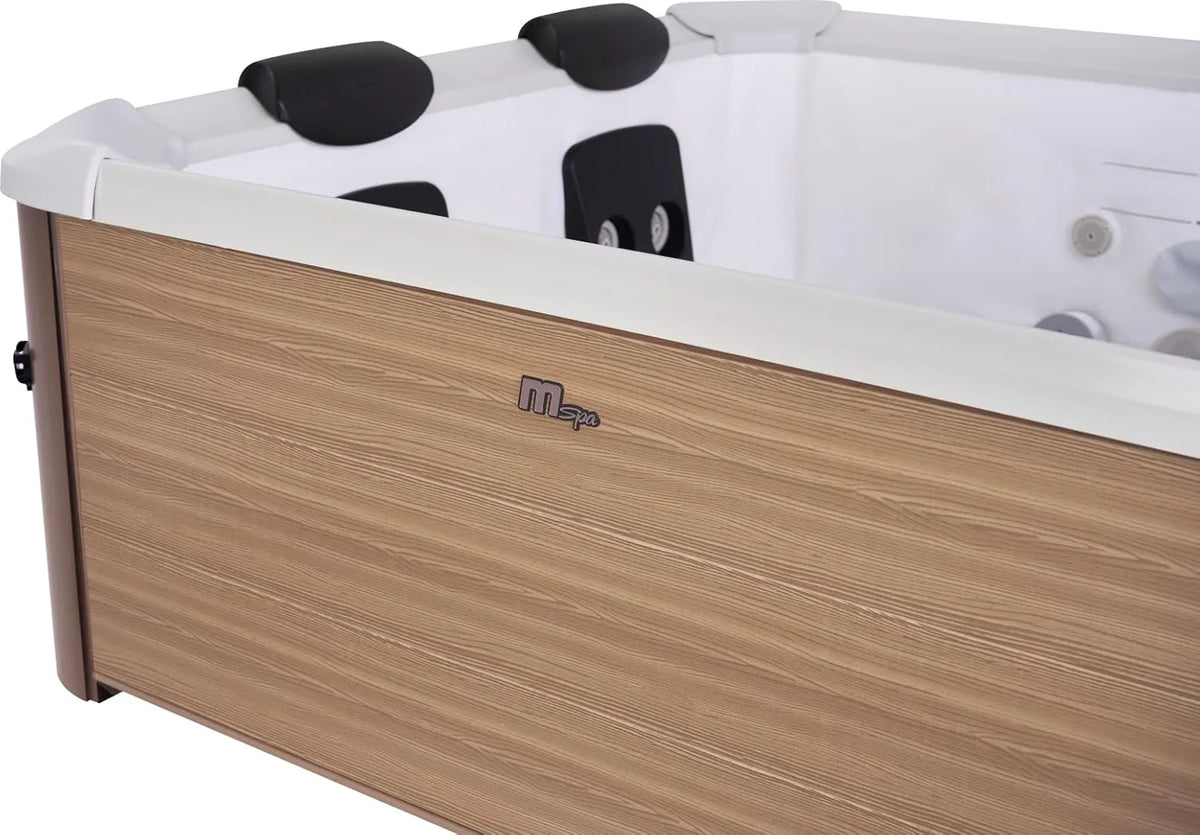 MSPA Whirlpool Oslo Amber – 160 x 160 x 65 cm – Dmuchane jacuzzi dla 6 osób ze 120 dyszami do masażu, 8 dyszami do hydromasażu, ogrzewaniem PTC, oświetleniem LED, dezynfekcją ozonową i pokrywą