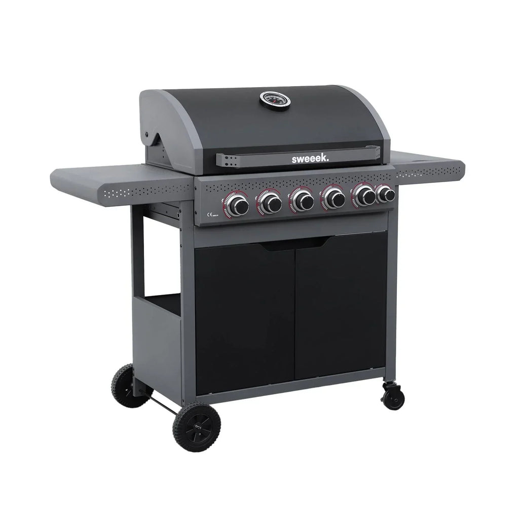 Grill Gazowy 5 Palników + 1 Palnik Boczny, Czarny