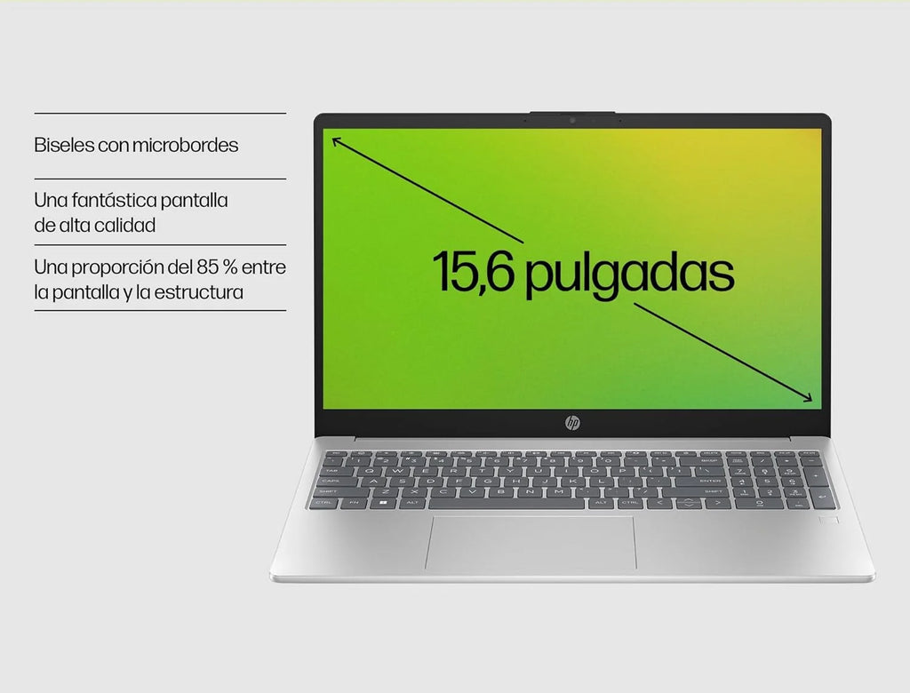 HP 15-fd0163ns - Laptop 15,6" Full HD (Intel Core i5-1334U, 16GB RAM, 512GB SSD, Intel Iris Xe Graphics, Windows 11) Srebrny - Klawiatura QWERTY Hiszpańska