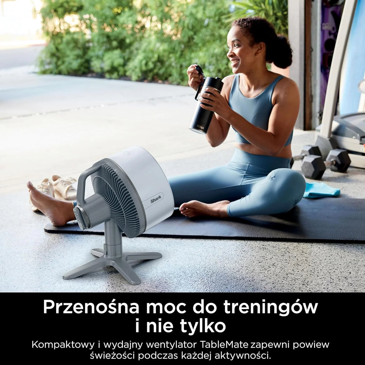 Shark FlexBreeze TableMate Akumulatorowy wentylator wewnętrzno-zewnętrzny, do 24 godz. pracy, wydajne chłodzenie, zasięg 20 m, cichy, 5 prędkości, oscylacja, zdalne sterowanie, zimna mgiełka, FA150EU