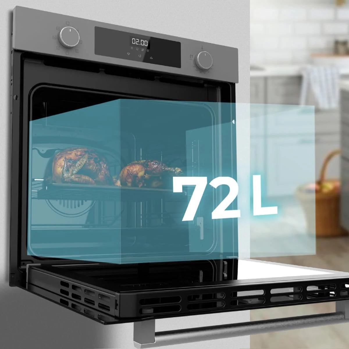 Cecotec Piekarnik wielofunkcyjny do zabudowy 60cm Bolero Hexa M226000 Glass Grey A. 2800W, 72L, 7 funkcji, tryb grill, grill z wentylatorem, tryb konwekcji, rozmrażanie, Steam Base X2, Steam EasyClean i Assist