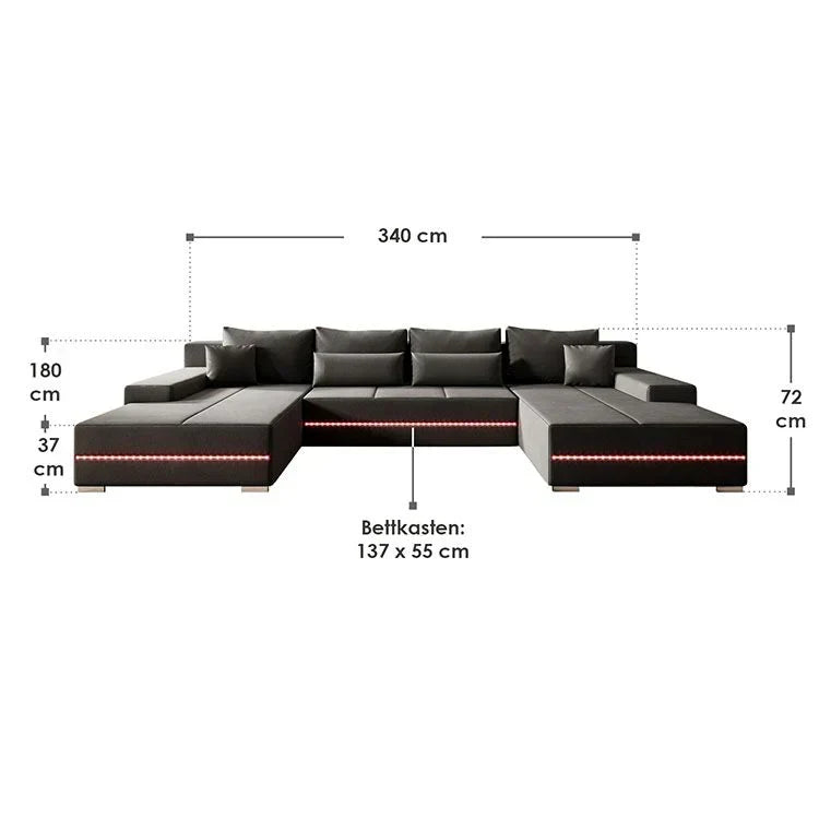 2025 Sofa narożny Malbun z oświetleniem LED