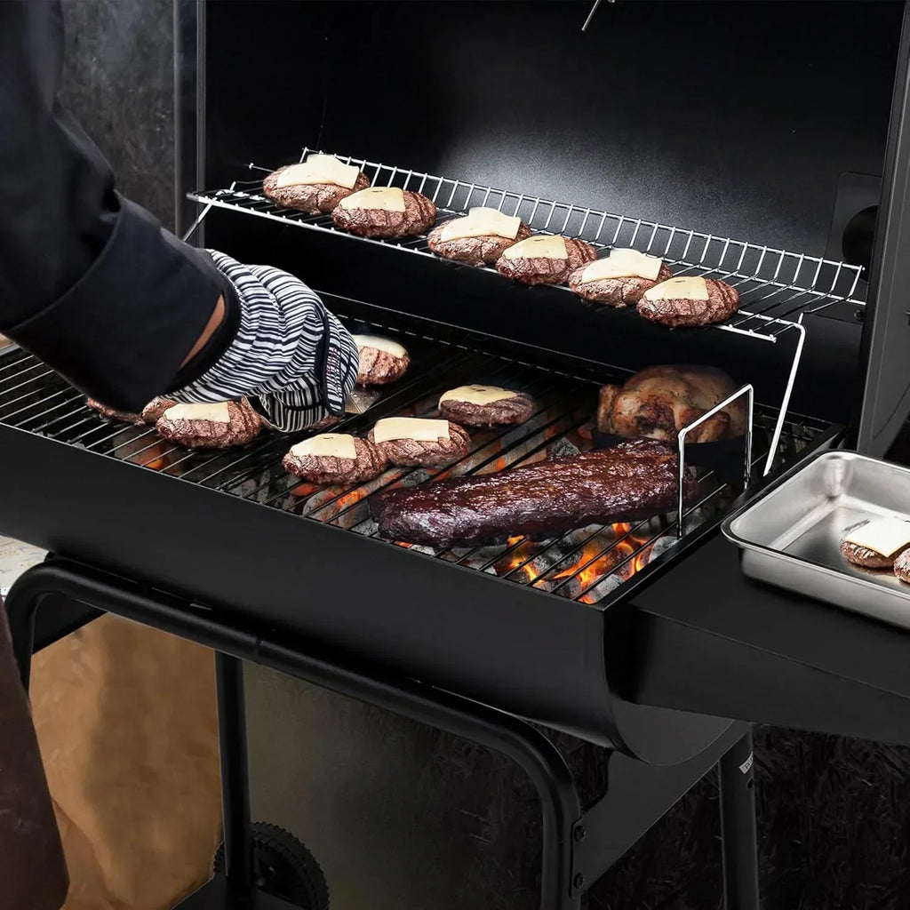 2026 Royal Gourmet CC1830 30-calowy grill węglowy ze składanym stolikiem bocznym, grill zewnętrzny z rusztem o powierzchni 4045 cm² do ogrodu, na patio i imprezy, czarny
