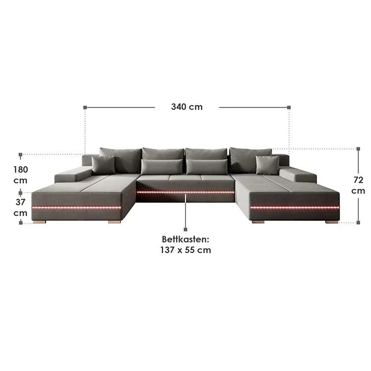 2025 Sofa narożny Malbun z oświetleniem LED