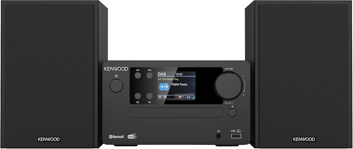 Mikrowieża Hifi Kenwood M-725DAB-B z CD, USB, Dab+ i Bluetooth Audio-Streaming. Kolor: Czarny – Mini zestaw stereo do domu