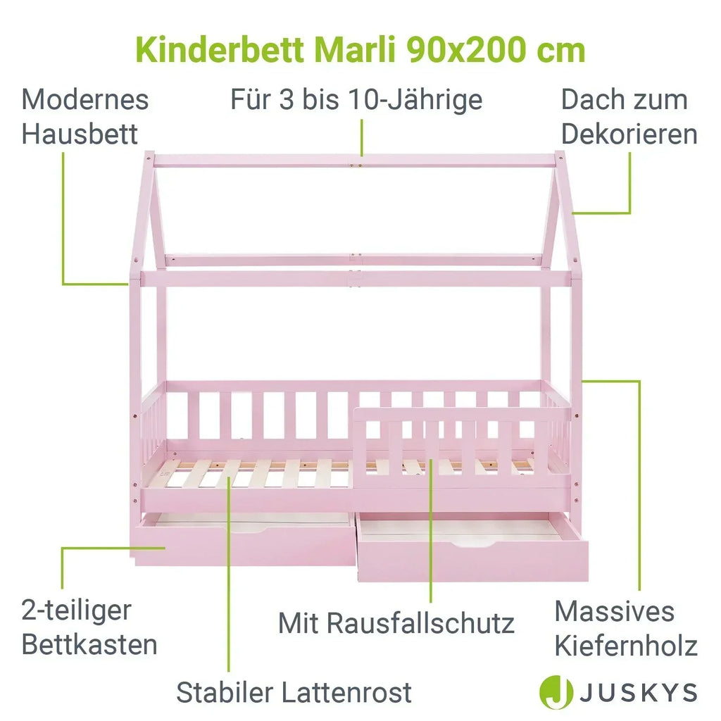 2026 Łóżko dziecięce Marli 90 x 200 cm ze schowkami