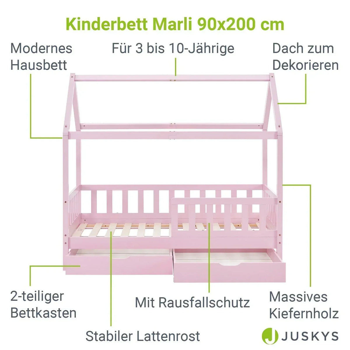 2026 Łóżko dziecięce Marli 90 x 200 cm ze schowkami