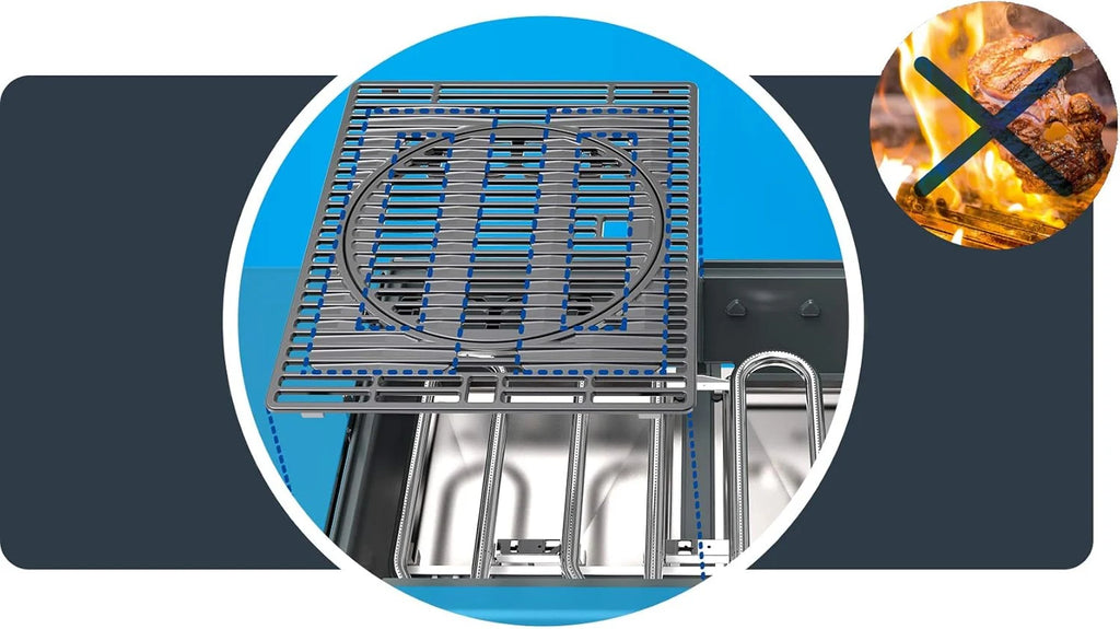 Campingaz Grill gazowy Seria 4 Premium S, grill gazowy z 4 palnikami ze stali nierdzewnej o mocy 13,6 kW, 1 palnik boczny, pokrywa, termometr, InstaClean Aqua, modułowy system kulinarny, kuchenka