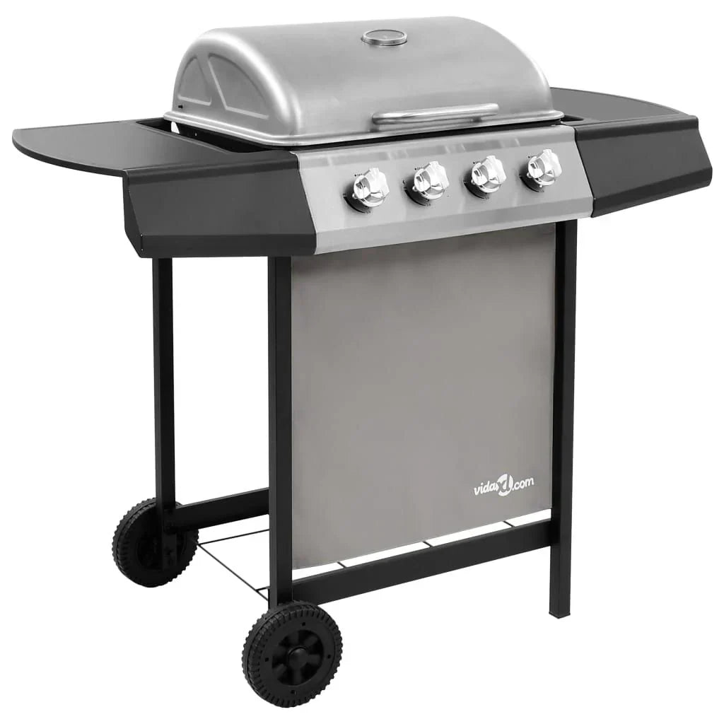 Czarno-srebrny grill gazowy 4-palnikowy Vidaxl