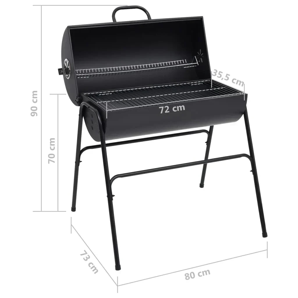 2026 Grill z 2 czarnymi rusztami do gotowania – Przenośny grill o wymiarach 80x95x90 cm ze stali
