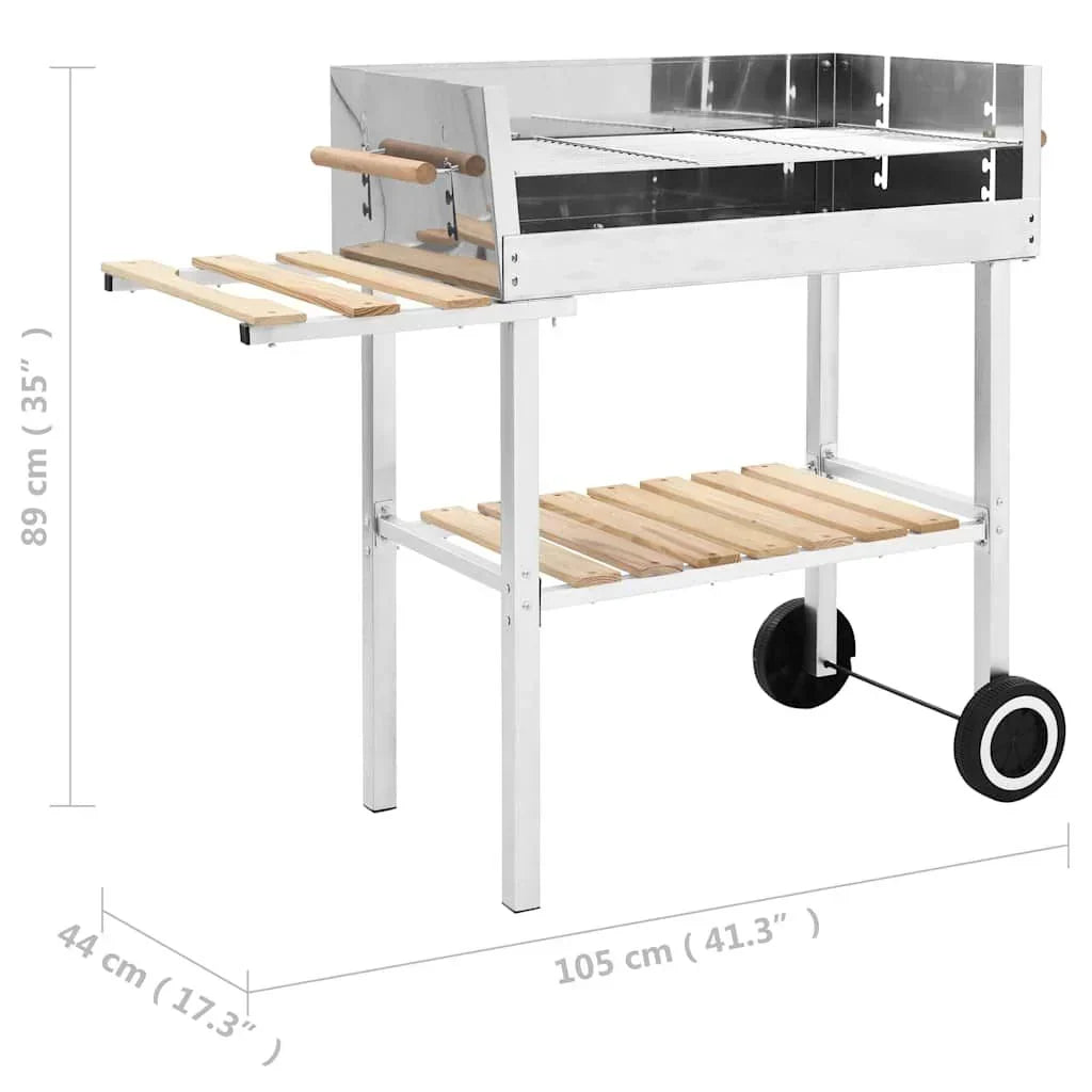 Przenośny grill węglowy XL ze stali nierdzewnej z 2 półkami Vidaxl