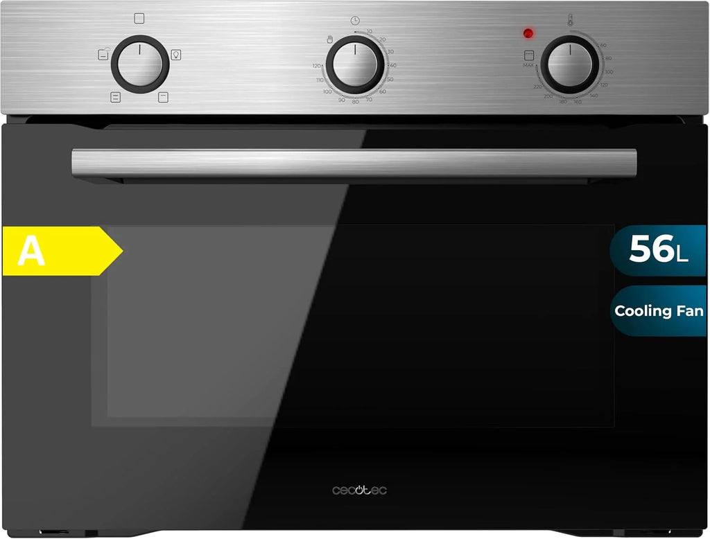 Cecotec Piekarnik do Zabudowy 45cm Wysokości Konwencjonalny Bolero Hexa C134500 Inox A. 2600W, Pojemność 56L, Niskie Zużycie Energii, 4 Funkcje, Minutnik, Czyszczenie Parowe, Gotowanie na Parze