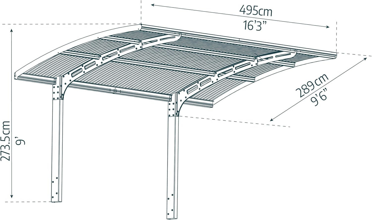 Carport Canopia by Palram Arizona 5000 z poliwęglanu, wytrzymałe i nierdzewne aluminium, które chroni samochód przed światłem słonecznym